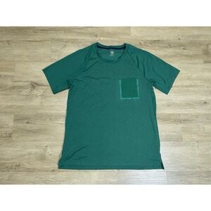 NWT Athletic Works Pockets Jacquard Tee Mens Size M Green Running Athletic Shirt